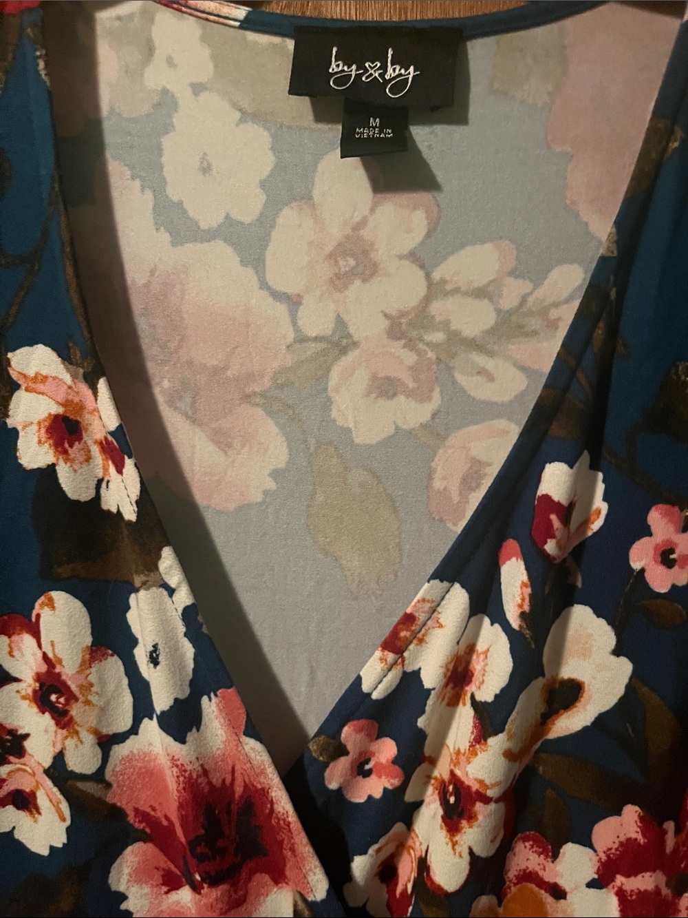 by & by Navy Floral High-Low Wrap Dress - Picture 2 of 4